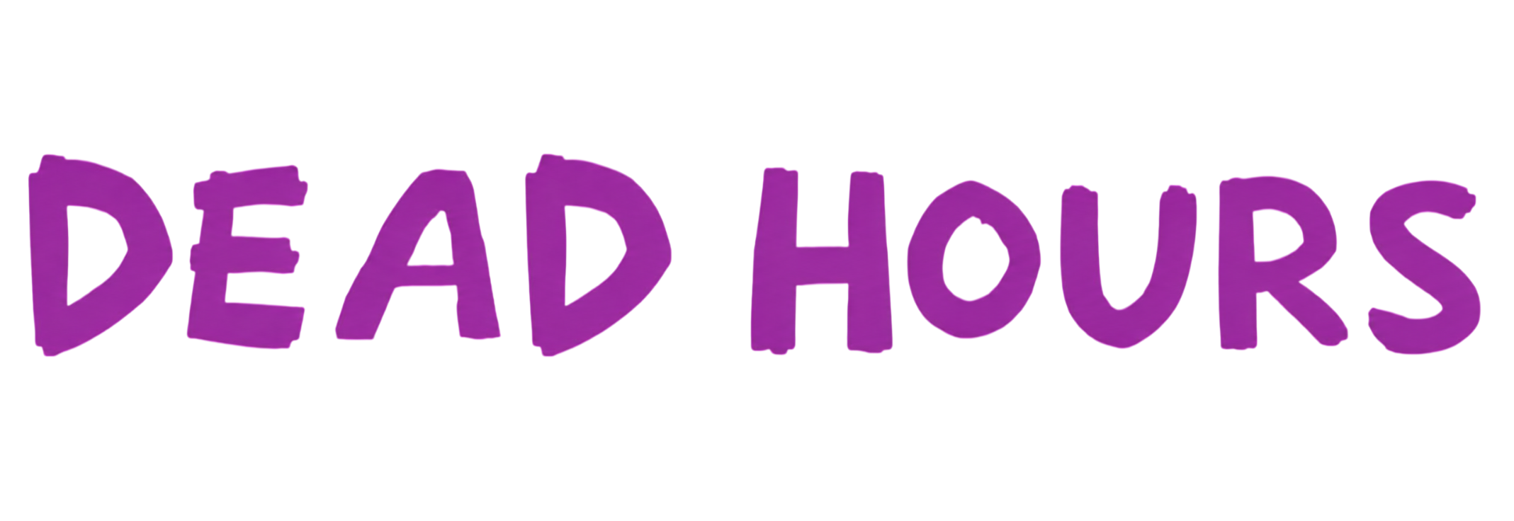 Purple text 'DEAD HOURS' on a white background